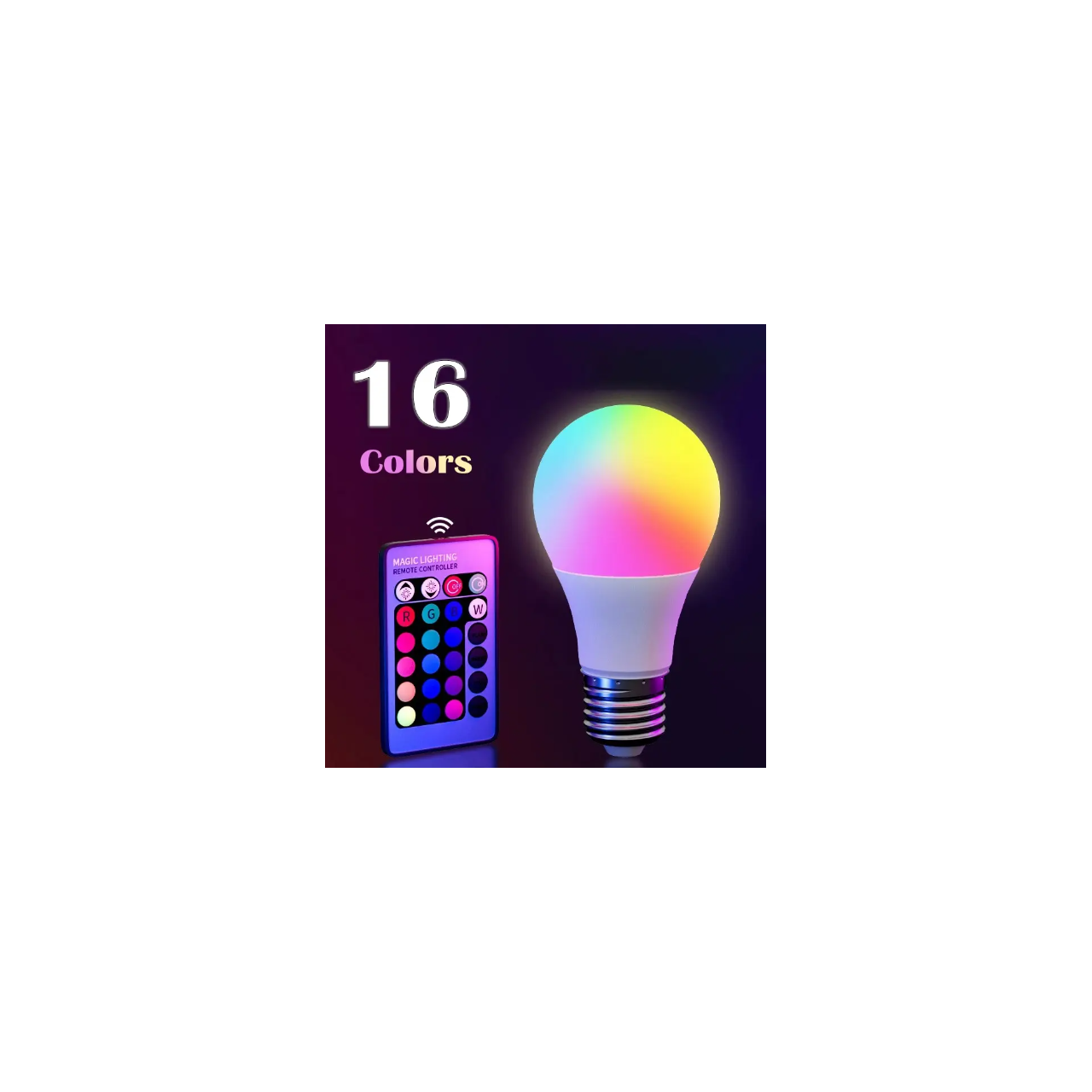 16 színű RGB LED izzó E27 230V 10W + 24 gombos távirányító