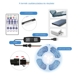 WS2812B Led Pixels szalagvezérlő Bluetooth Zene