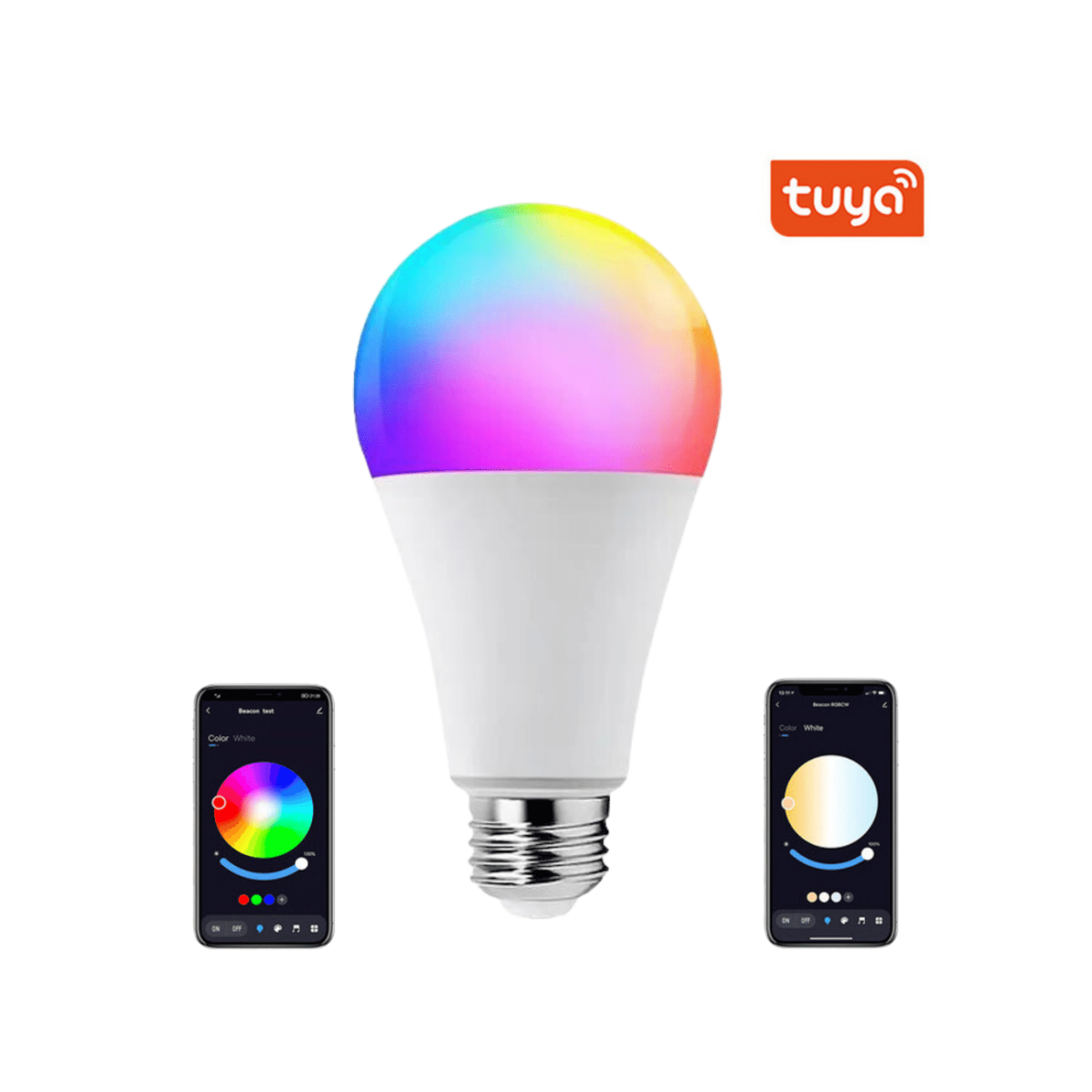 TUYA RGB + Meleg Fehér + Hideg Fehér, LED dimmelhető okos izzó, E27, 9W