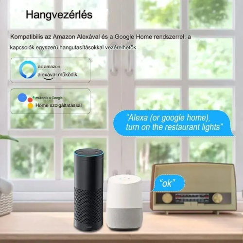 16A Wifi Smart Mini 2-utas kapcsoló modul, Alexa Google Home támogatás