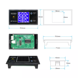 LCD Digitális Voltmérő Ampermérő Wattmérő Monitor DC 0-100V 10A 1000W