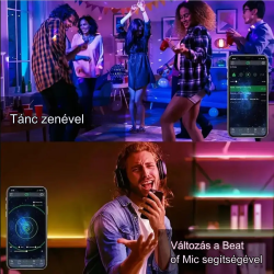 RGB LED szalag WIFI-s szett 5 méteres - APP vezérléssel, távirányítóval és zenei szinkronizációval