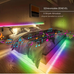 RGB LED szalag WIFI-s szett 5 méteres - APP vezérléssel, távirányítóval és zenei szinkronizációval