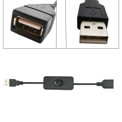 USB hosszabbítókábel kapcsolóval, 28 cm