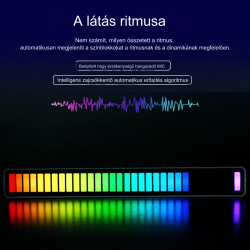 32 LED RGB Zenei Ritmusérzékelő Fénycsík Asztali Tartóval és Újratölthető Akkumulátorral