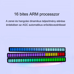 32 LED RGB Zenei Ritmusérzékelő Fénycsík Asztali Tartóval és Újratölthető Akkumulátorral