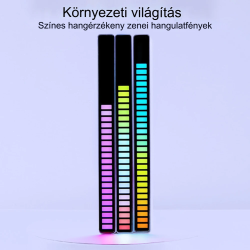 32 LED RGB Zenei Ritmusérzékelő Fénycsík Asztali Tartóval és Újratölthető Akkumulátorral