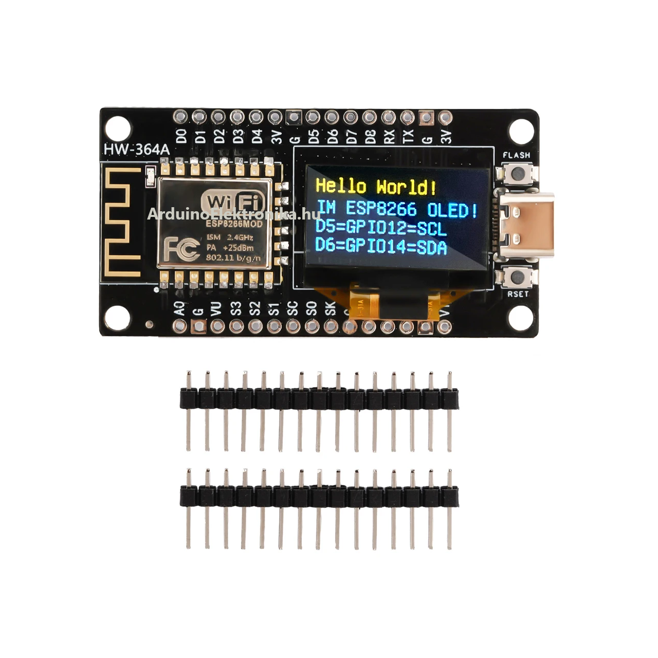 ESP-12F NodeMCU WiFi Modul 0.96" OLED Kijelzővel, CH340 USB